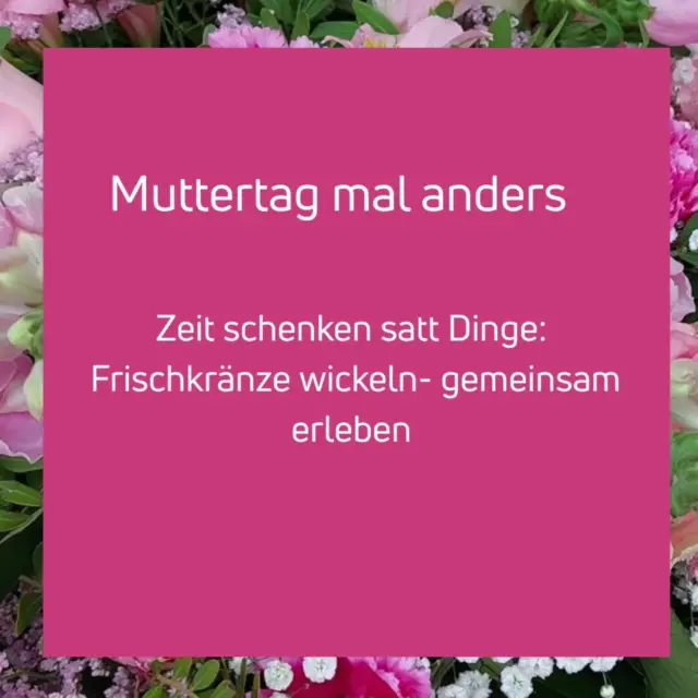 🌸 Muttertag mal anders 🌸
Statt Blumen zu schenken, warum nicht gemeinsam kreativ werden? 💐
Mit einem Workshop zum Frischkränze wickeln – mitten im Blumenladen, umgeben von Düften und Farben – verschenkst du nicht nur etwas Besonderes, sondern vor allem wertvolle Zeit zusammen.
📅 12.06. – ein Erlebnis, das verbindet und lange in Erinnerung bleibt 💕
#blumengaleriecardano #Workshop #muttertag #lüneburg #türkranz